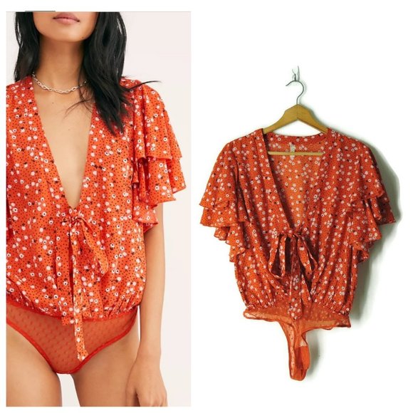 Free People Call Me Later Printed Bodysuit blouse - Picture 2 of 12